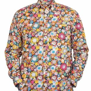 Tunevuse multicolour floral sunflower hippy boho button-down disco shirt large